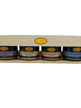Coffret Cadeau 4 Rillettes : Hareng, Haddock, Saumon, Maquereau 