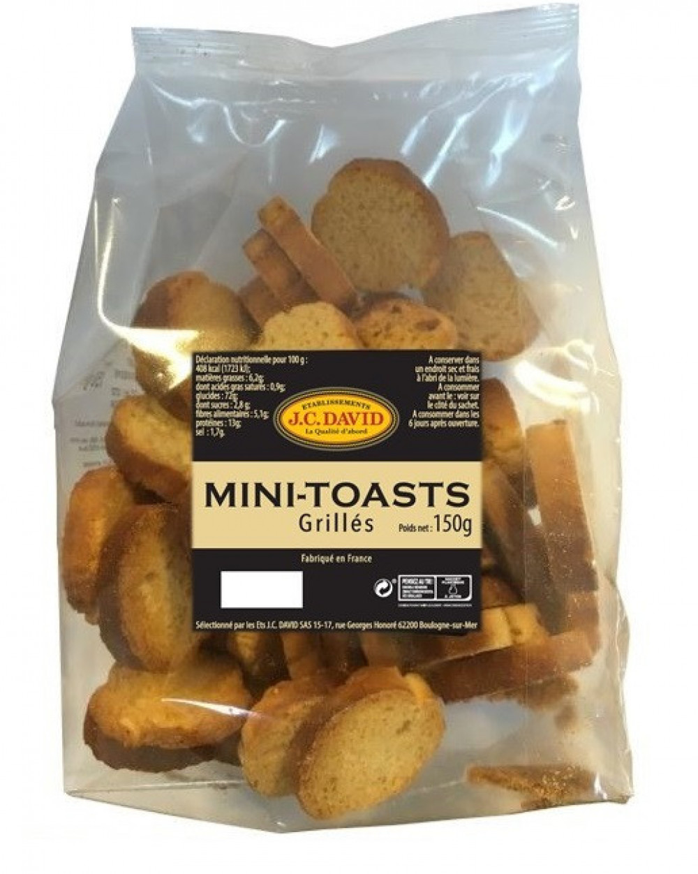 Minis toasts grillés 150 g Ets JC DAVID