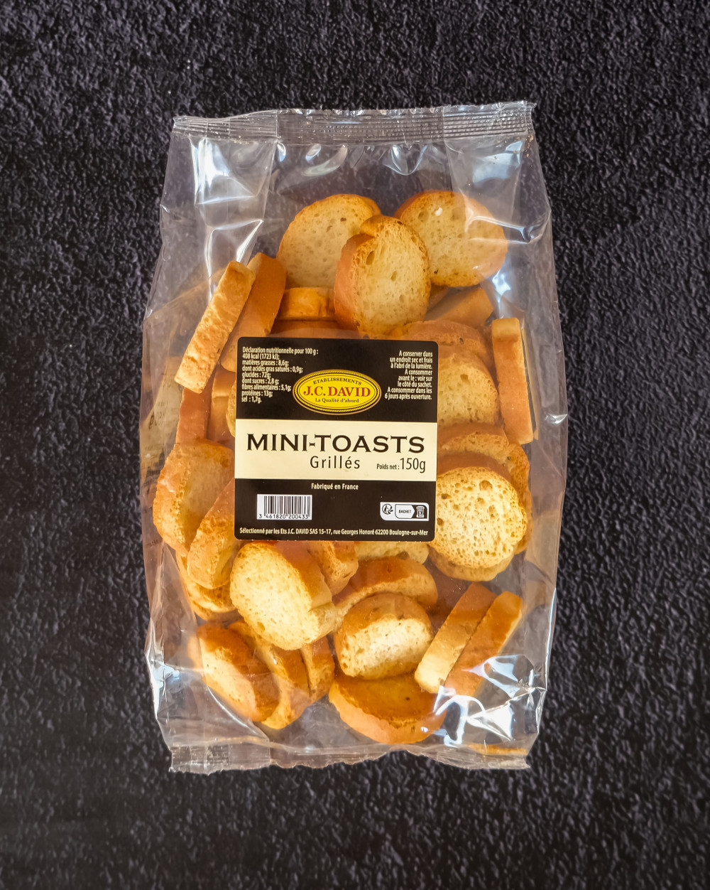 Minis toasts grillés - 150 g | Ets JC DAVID